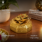 Feng Shui Frog with Coin in Mouth | 2.5 Inch | 3 Legged | Resin Antique Golden |