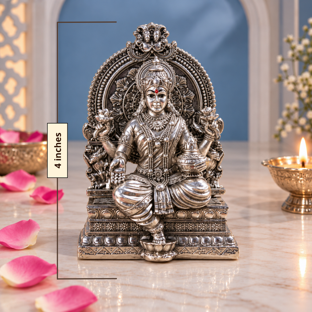 999 Pure Silver Plated Lakshmi Idol | 4 Inch