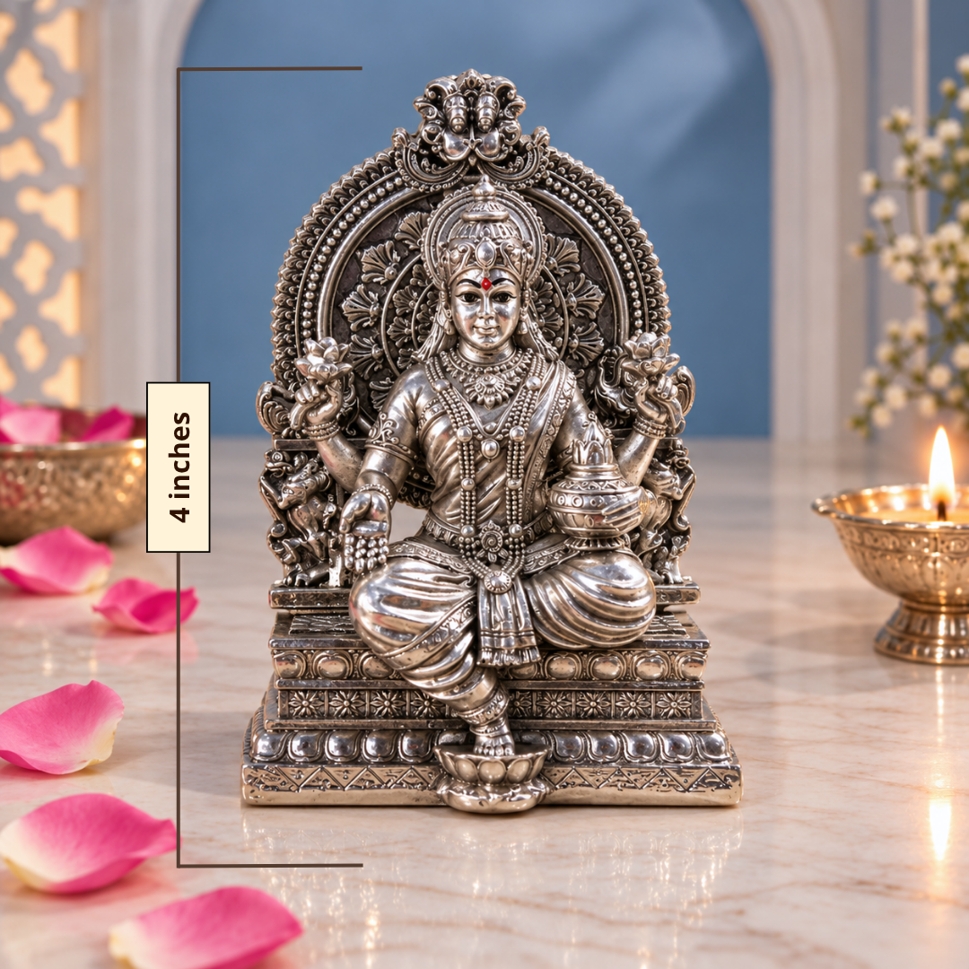 999 Pure Silver Plated Lakshmi Idol | 4 Inch