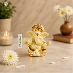 Gold Plated Mukut Ganesh Idol for Car Dashboard | 2.5 Inch | Home Decor | Office | Showpeice | Housewarming Gift |