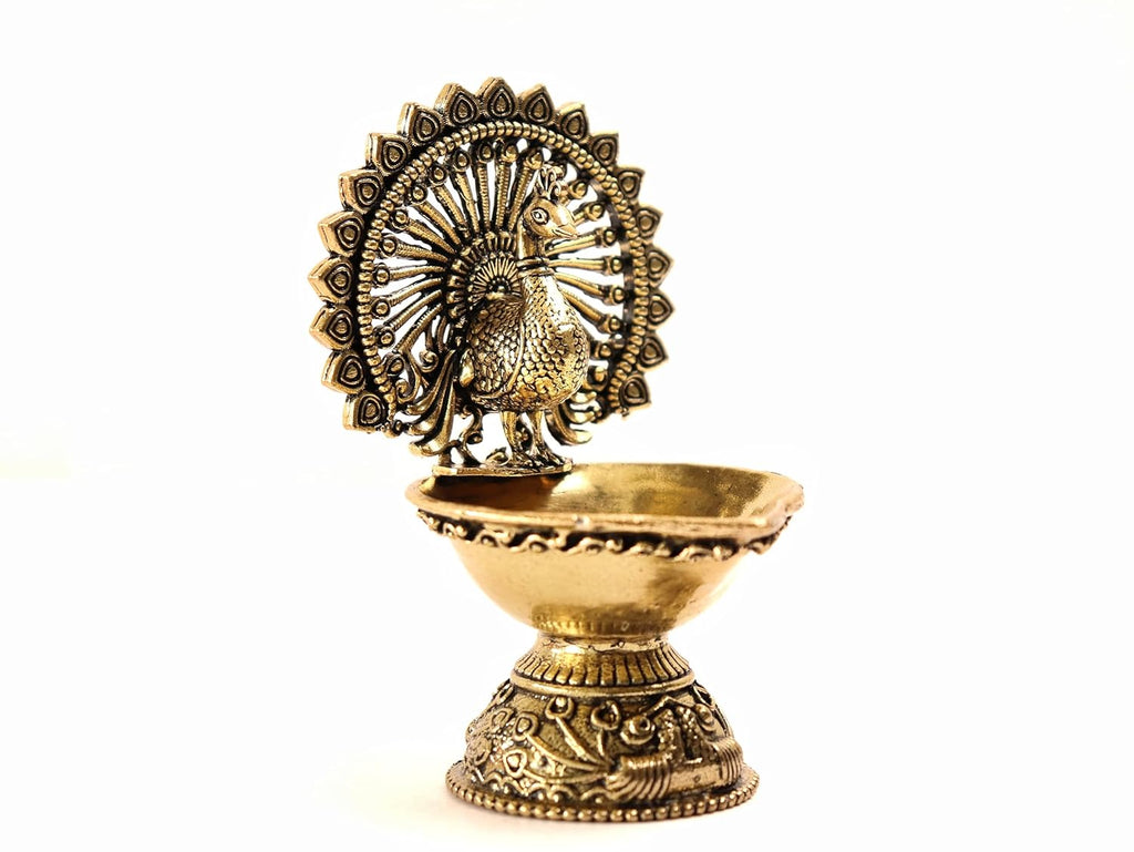 Brass Small Peacock Diya | 3 Inch |Small Diya for Gifting - Pooja - Mandir | Mor Deepak | Pital |