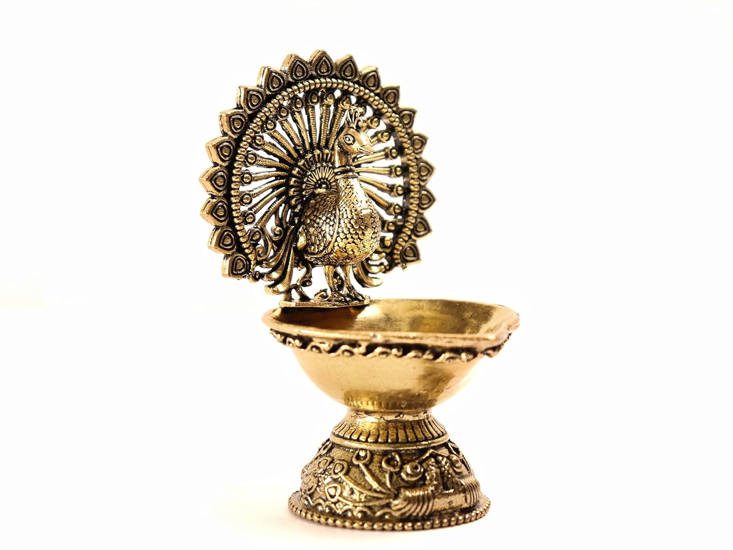 Brass Small Peacock Diya | 3 Inch |Small Diya for Gifting - Pooja - Mandir | Mor Deepak | Pital |