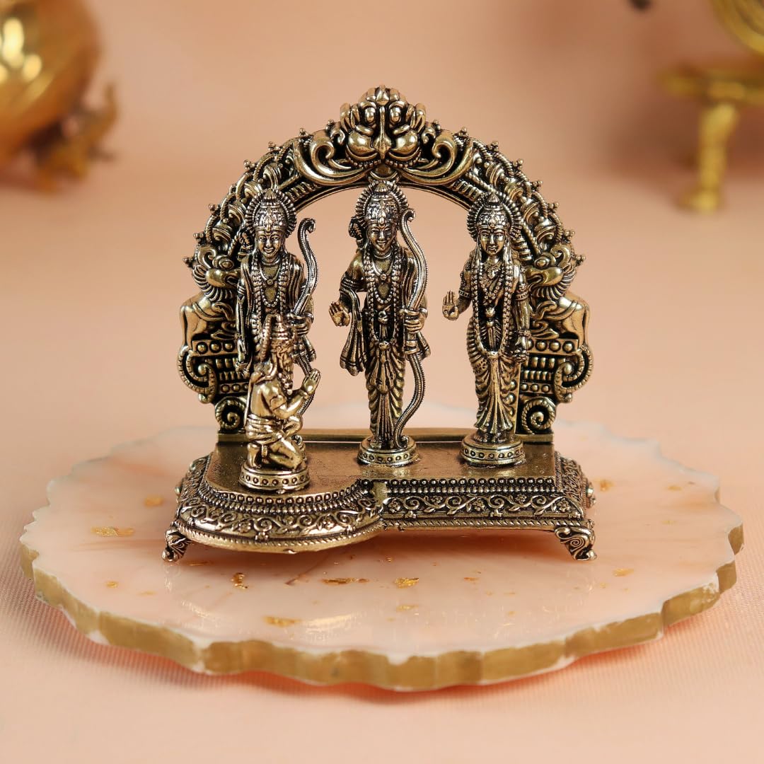 Brass Ram Darbar Idol | 3 Inch | Lord Ram, Sita, Lakshman & Hanuman Murti | जय श्री राम |