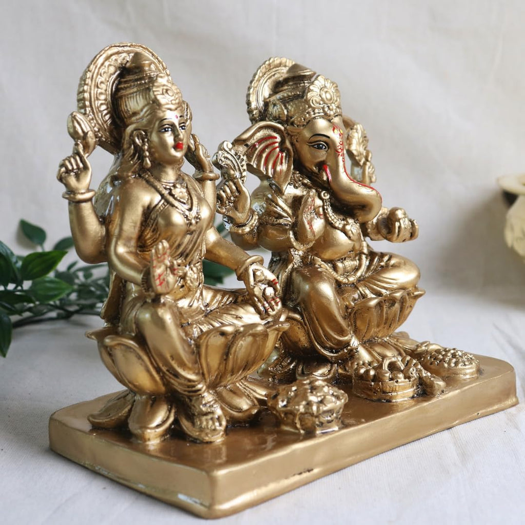 Laxmi Ganesh Pair Murti | 6.5 Inch | Idol | Statue | Showpiece | Decoration Items for Home Decor Mandir | Temple | Housewarming Gifts