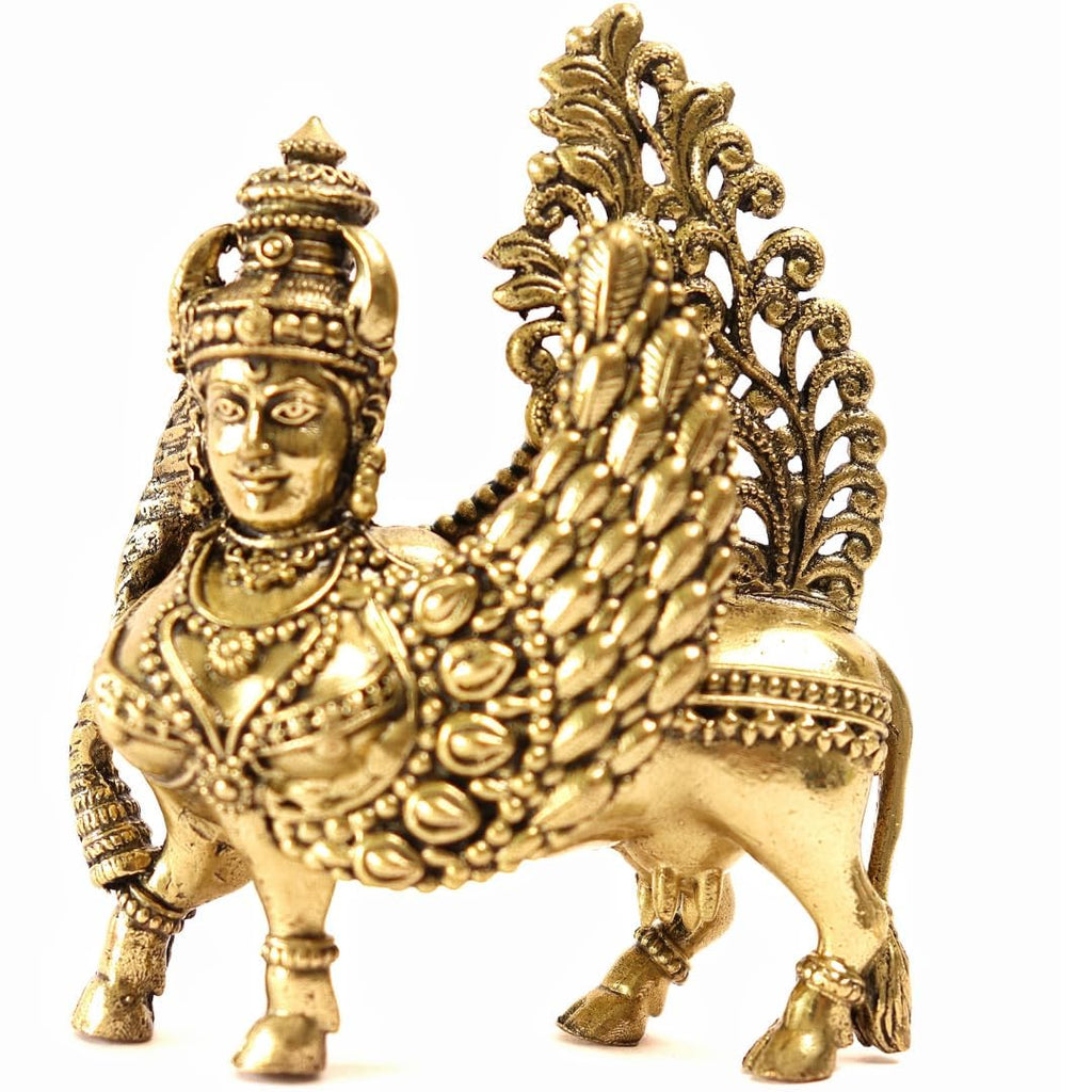 Kamdhenu Cow with Wings | 2.5 Inch | Brass Cow Sculpture |
