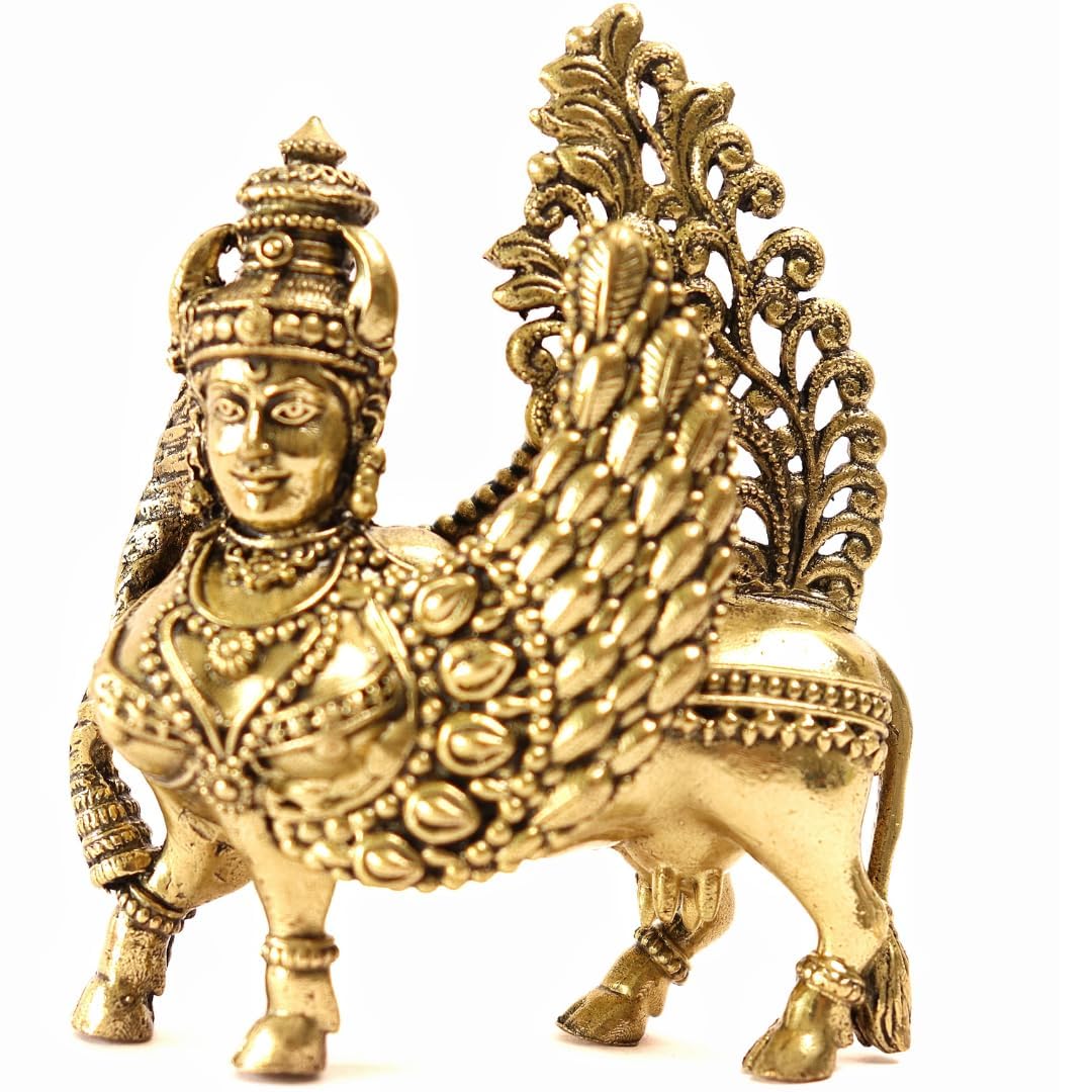 Kamdhenu Cow with Wings | 2.5 Inch | Brass Cow Sculpture |