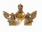 Brass Two Peacock and Ganpati in Middle Showpiece Diya