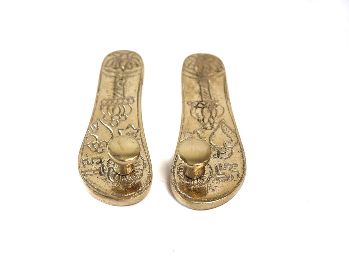 Brass Laxmi Charan Paduka |  3.5 Inch | For Door Entrance | Laxmi Feet | Decorating Home & Puja Room |