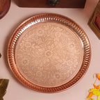 Pure Copper Pooja Plate | 7 Inch | Diwali Pooja Samagri |Thali for Puja | Mandhir Decoration Items |