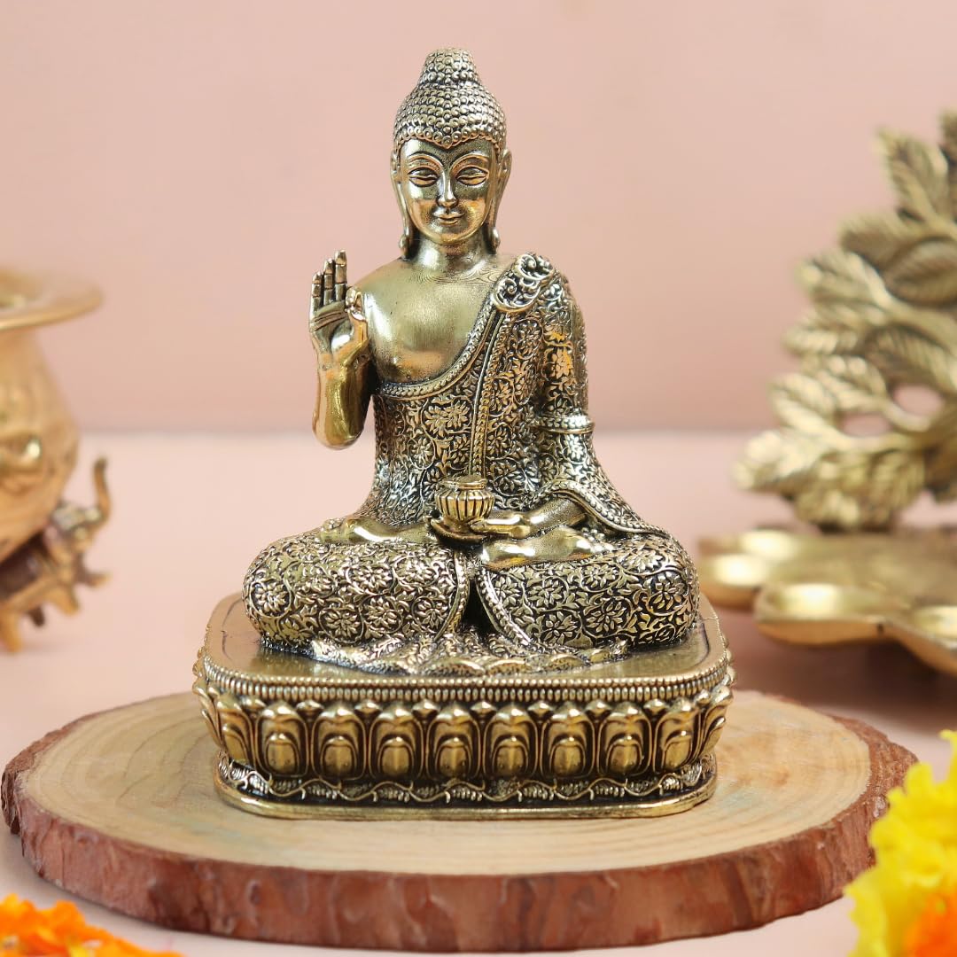 Brass Meditating Sitting Gautam Buddha Statue - 4 Inch