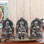 999 Silver Plated Laxmi Ganesh Saraswati Murti | 4 Inch | House Warming Gifts | Vastu | Idol |