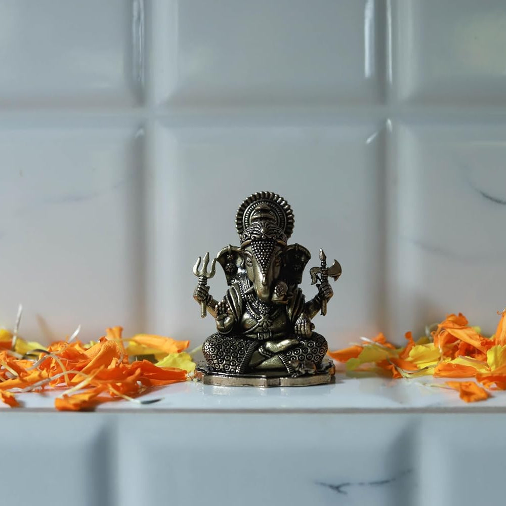 Brass Ganpati Idol for Home - 2 Inch