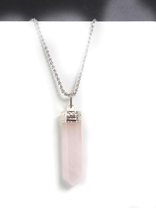 Pink Rose Quartz Crystal Pendant