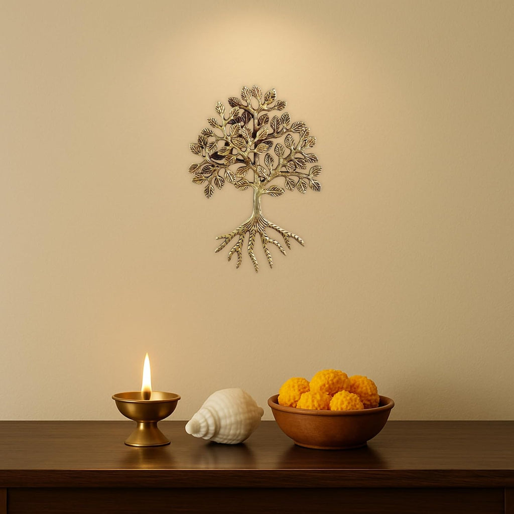 Brass Kalpavriksha Tree Wall Hanging | 8.5 Inch | Kalpavruksham | Showpiece