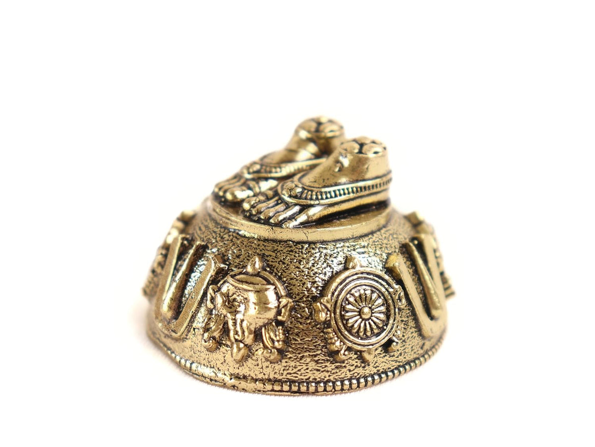 Pure Brass Balaji Paduka | 2 Inch | Balaji Padukalu | Charan Paduka | Shank Chakra Tilak | Padukam | Vishnu Paduka |