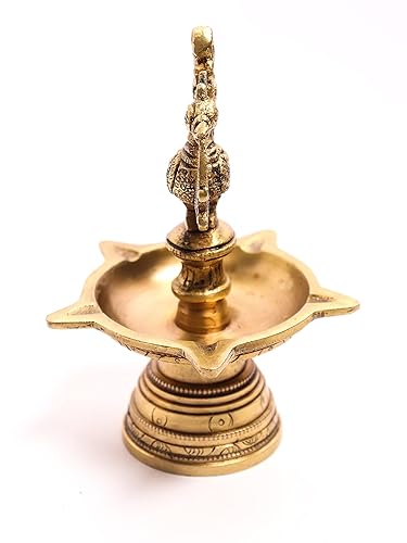 Brass Peacock Oil Lamp Diya - 6 Inch
