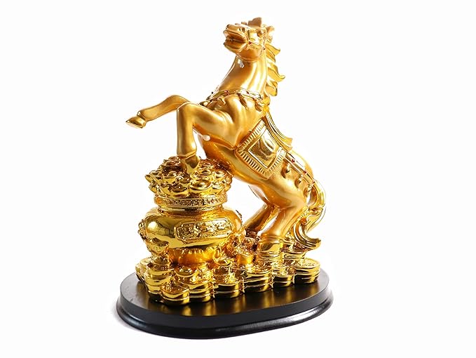 Jumping Horse with Wealth Pot - 8 Inch