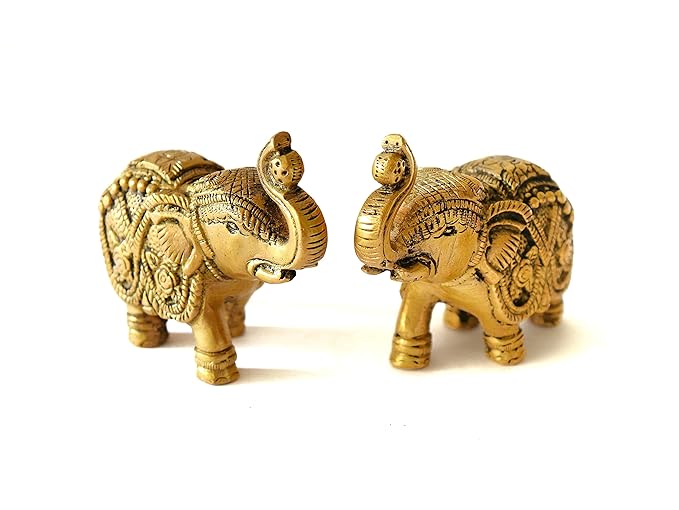 Brass Trunk Up Elephant Pair - 3inch - Pack of 2