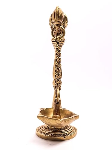 Ethnic Parrot with Carved Legs Five Oil Wick Brass Diya