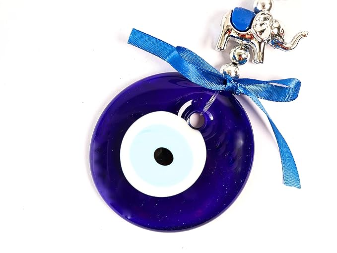 Evil Eye Wall Hanging with 3 Elephants &nbsp; 9 Inch