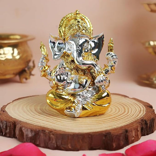24K Gold & Silver Plated Ganesha Idol | 3.75 Inch