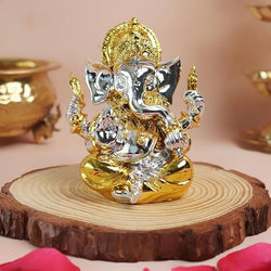 24K Gold & Silver Plated Ganesha Idol | 3.75 Inch