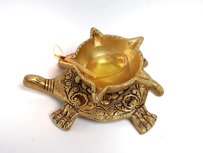 Tortoise Oil Lamp Diya (Brass) 5.5 Inch