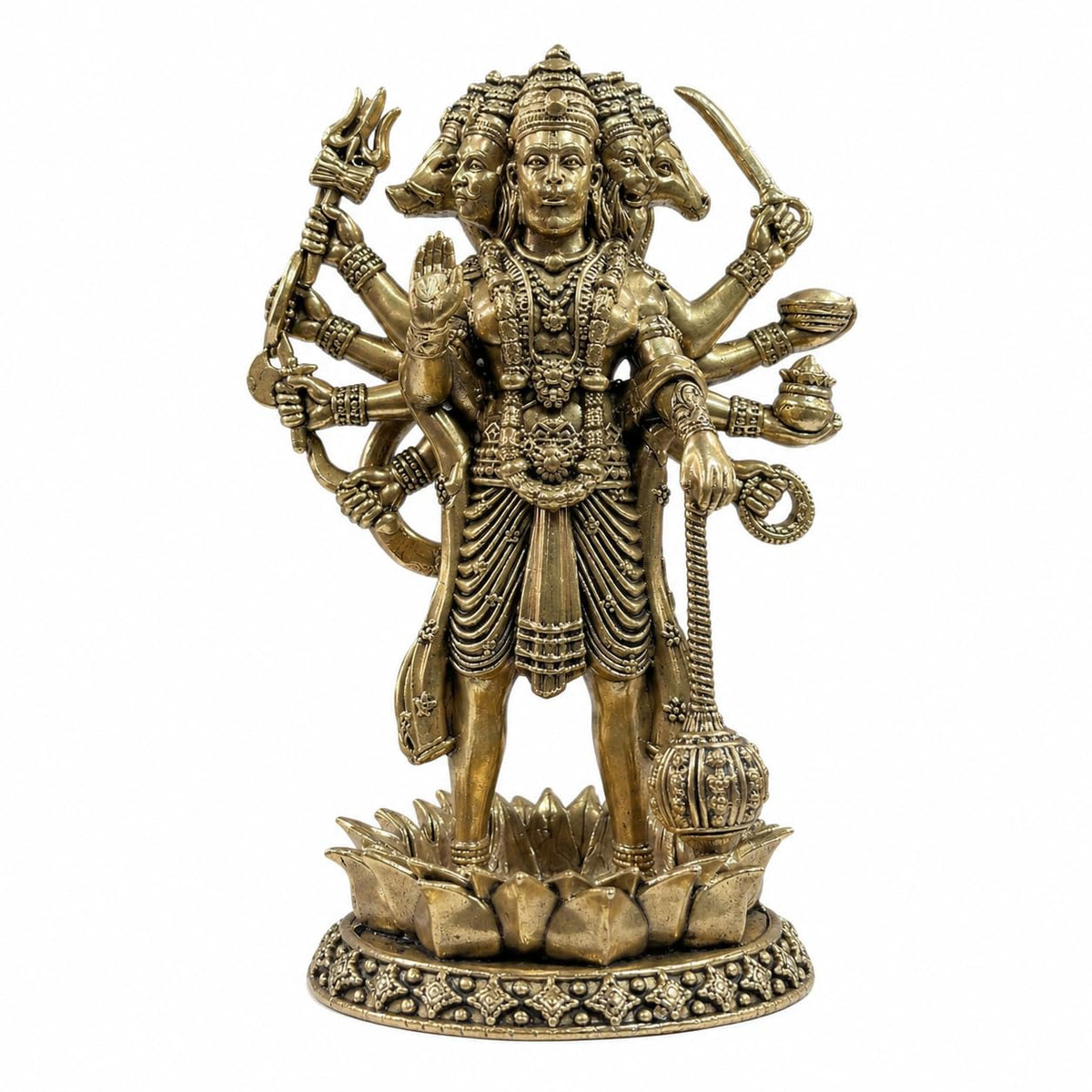 Brass Panchmukhi Hanuman | 5 Inch | Idol | Murti | Statue | Housewarming Gift | Protection from Evil Eye | Pital | Diwali |
