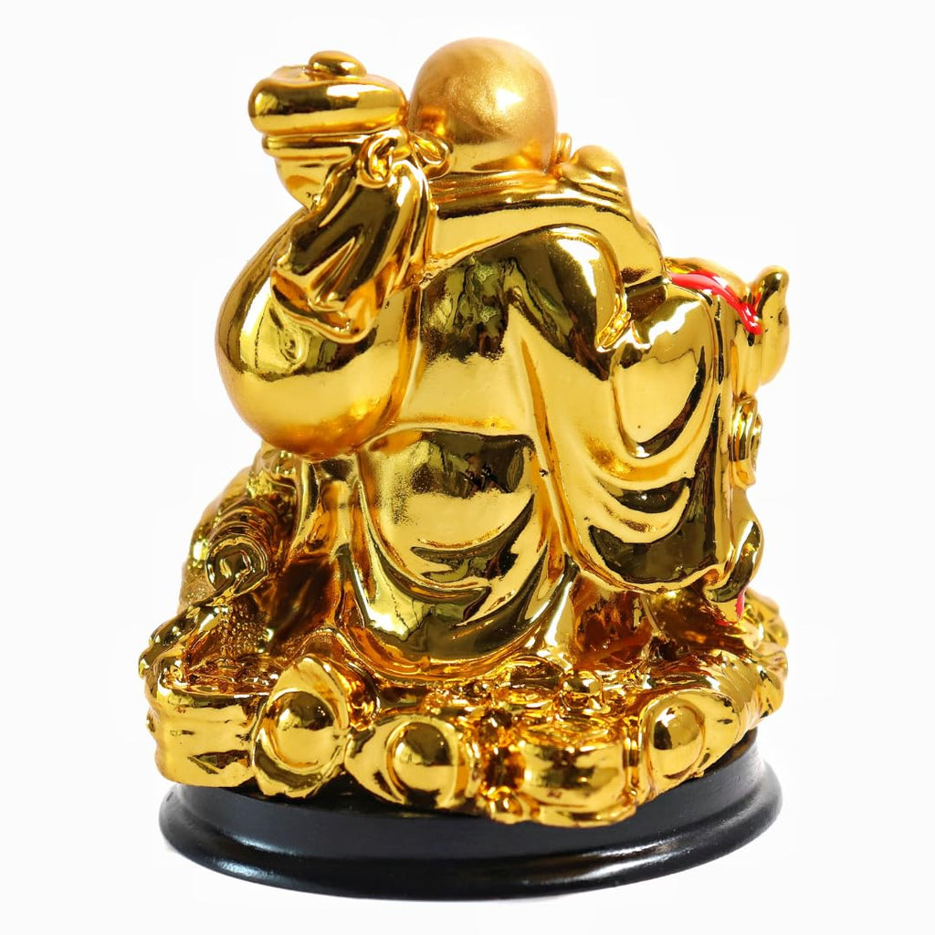 Golden Laughing Buddha for Gift | 4 Inch | Ingot | Feng Shui Decorative |