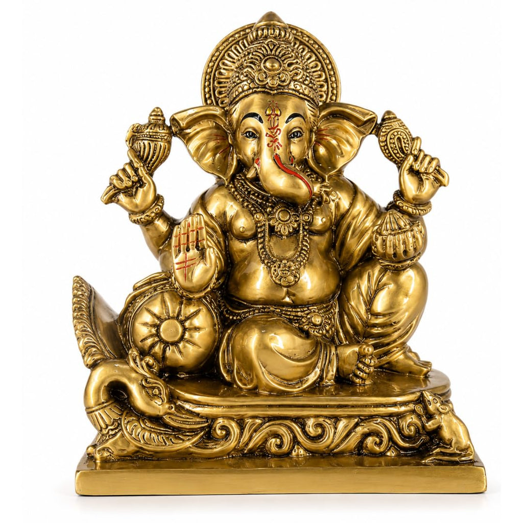 Resin Ganesha Idol | 5.5 Inch | Lord Ganpati Statue | Home Temple | Housewarming | Ganesh Chaturthi Gift | गणपति बप्पा मोरया |