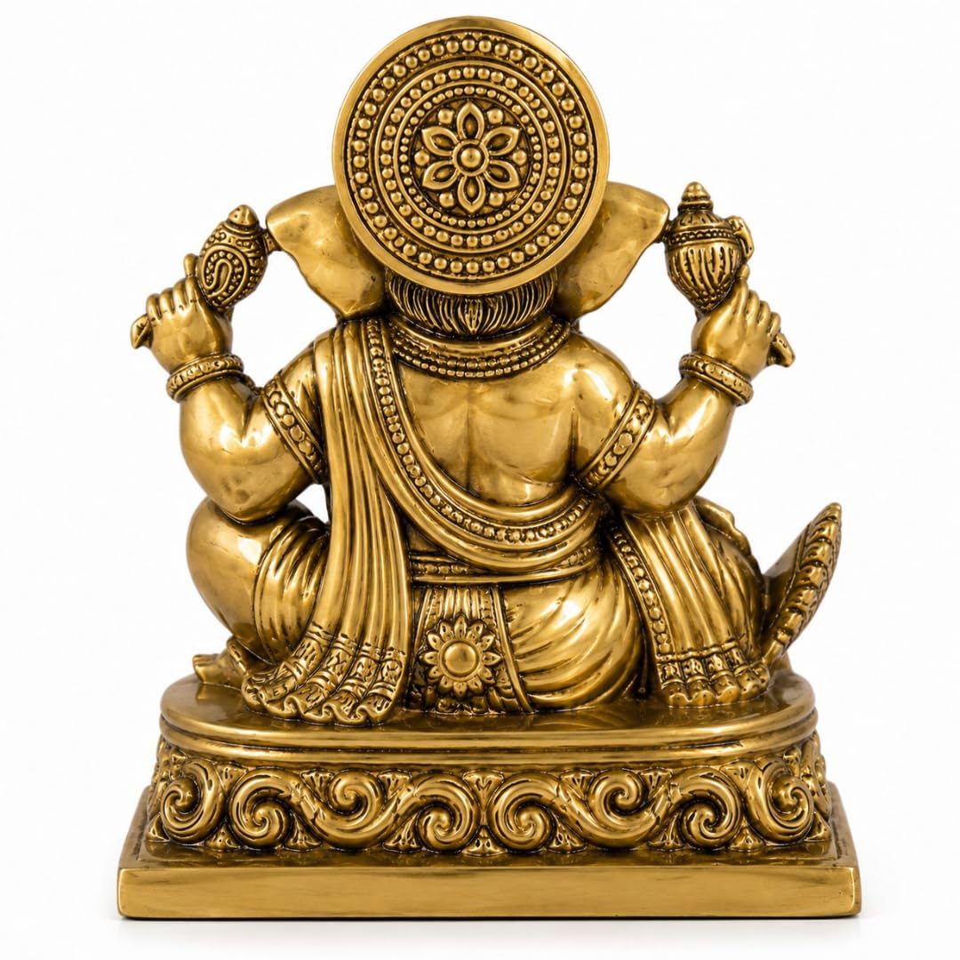 Resin Ganesha Idol | 5.5 Inch | Lord Ganpati Statue | Home Temple | Housewarming | Ganesh Chaturthi Gift | गणपति बप्पा मोरया |
