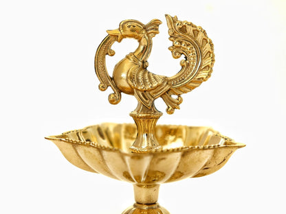 Brass Peacock Diya - 4 Inch