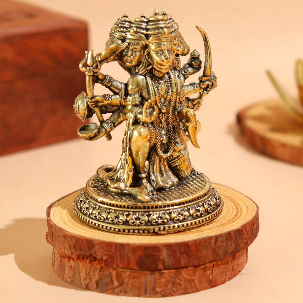 Brass Panchmukhi Hanuman Ji Idol - 3 Inch