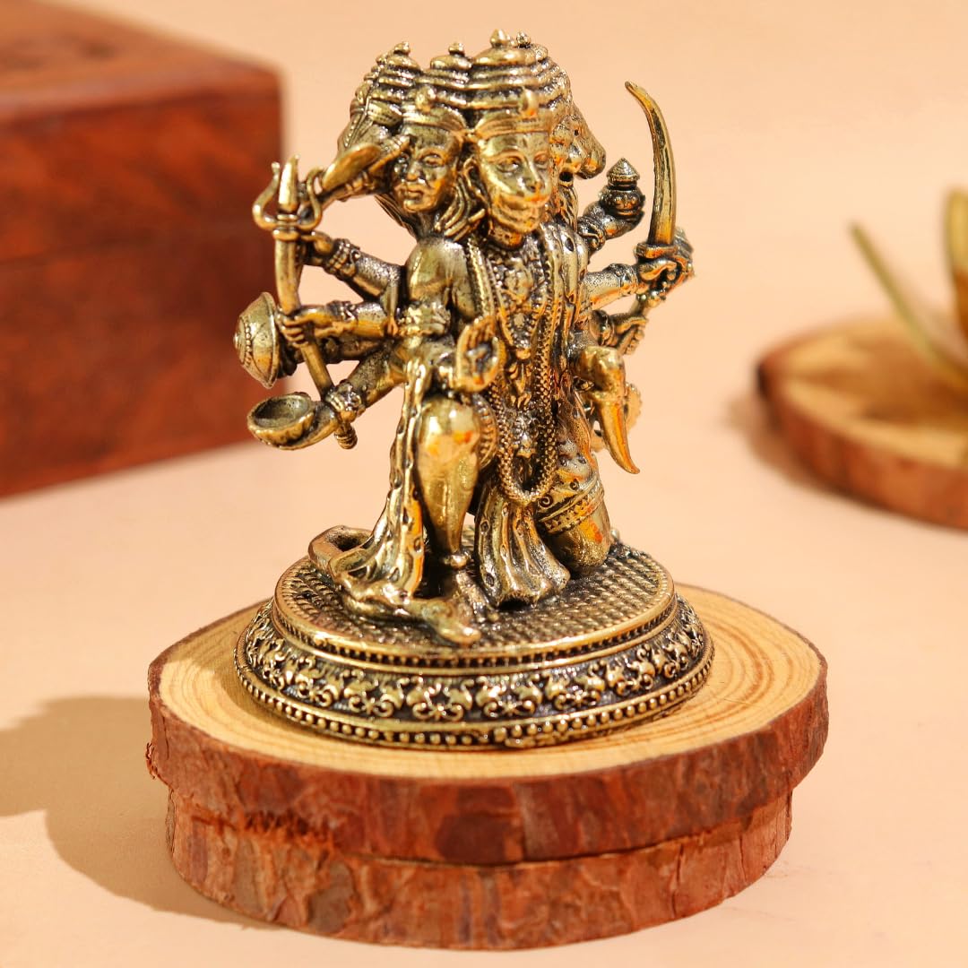 Brass Panchmukhi Hanuman Ji Idol - 3 Inch