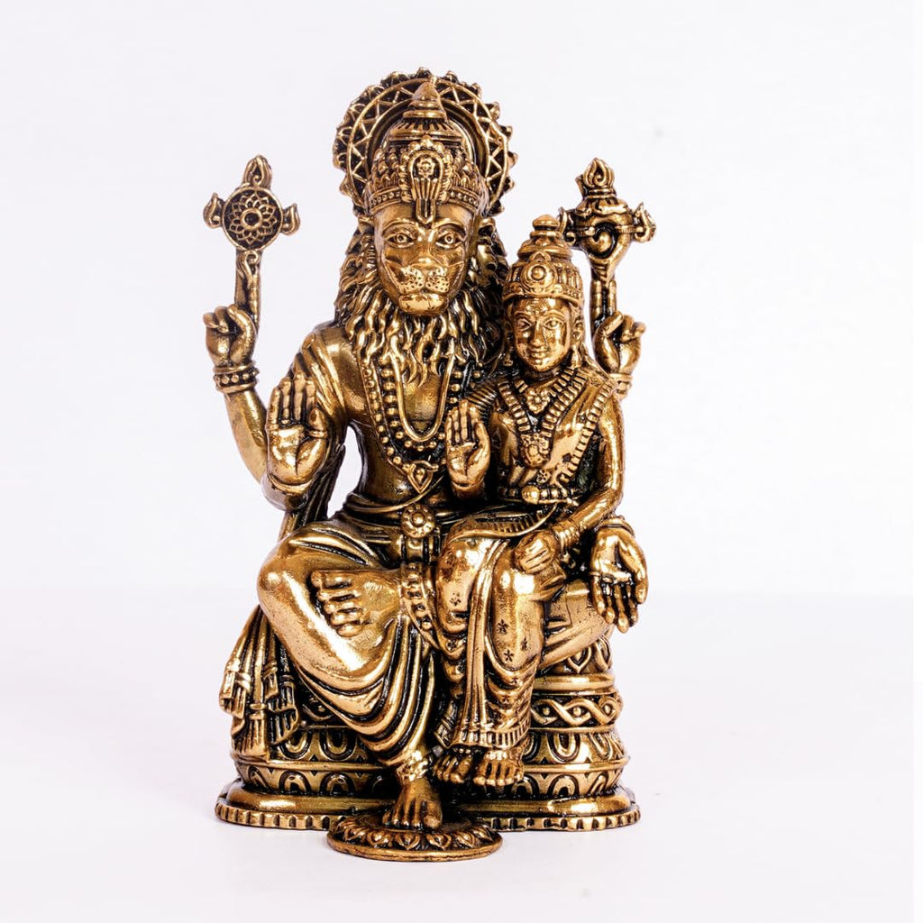 Brass Lakshmi Narasimha Statue | 4 Inch | Narasimha Swamy Murti | Housewarming Gift |