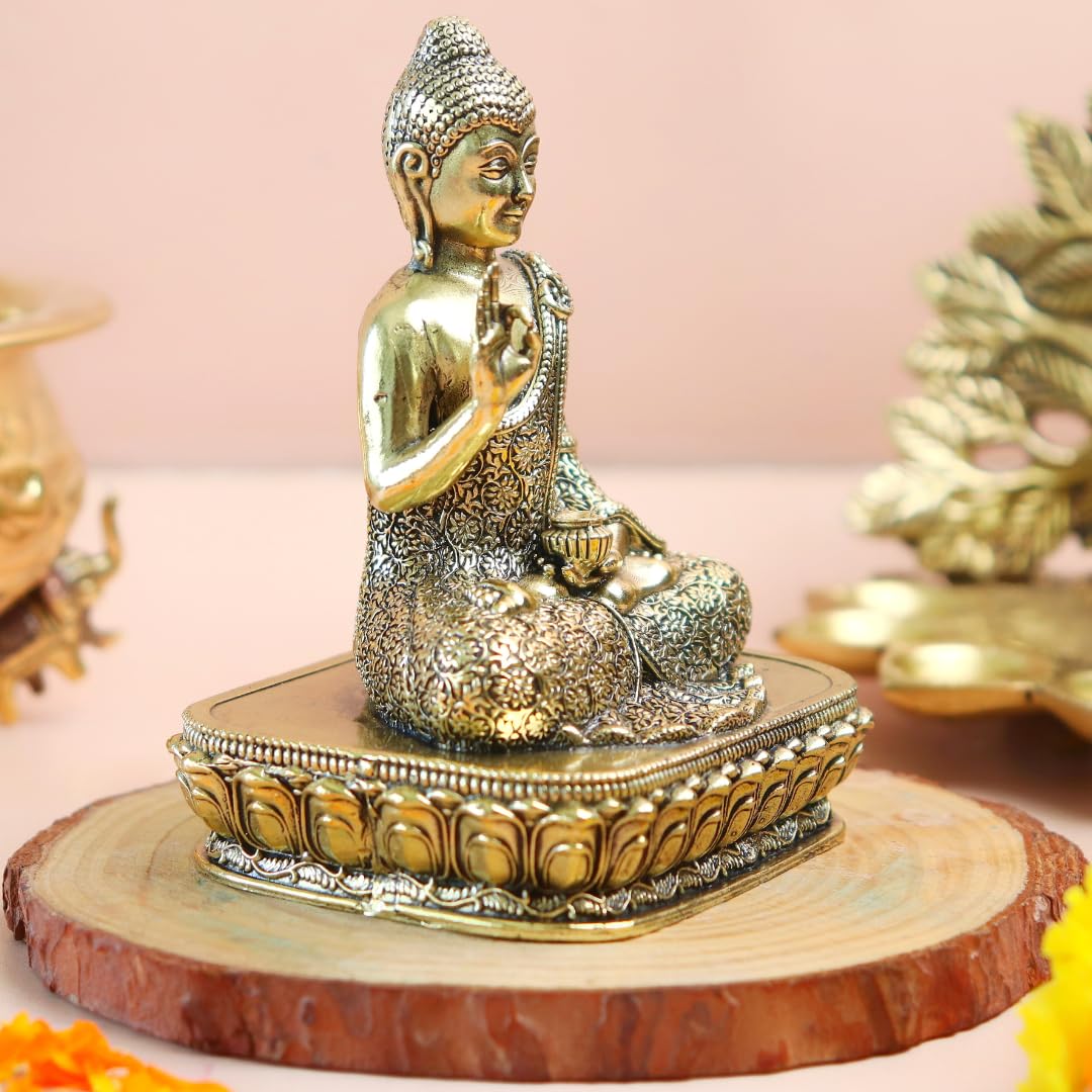 Brass Meditating Sitting Gautam Buddha Statue - 4 Inch