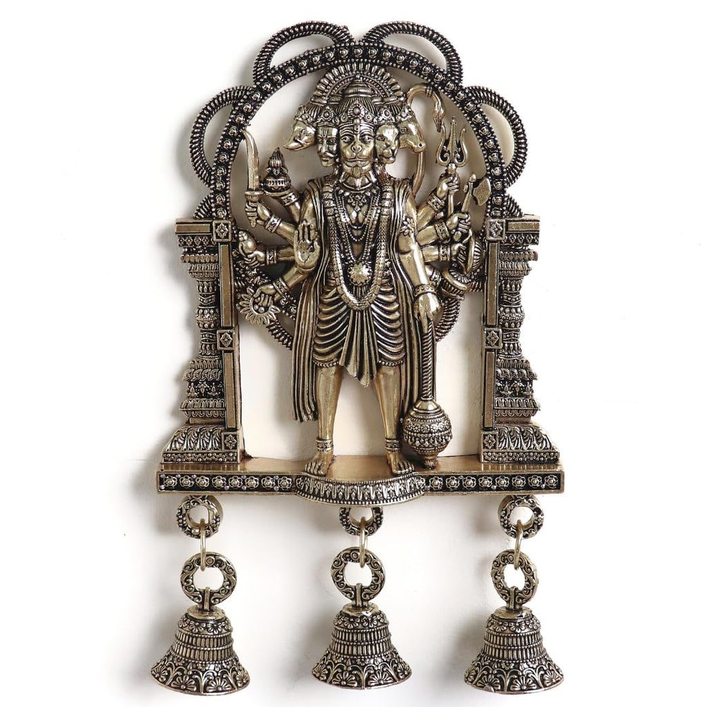 Premium Brass Panchmukhi Hanuman for Door Entrance | 6.5 Inch |  Wall Decor | Brass Hanging |