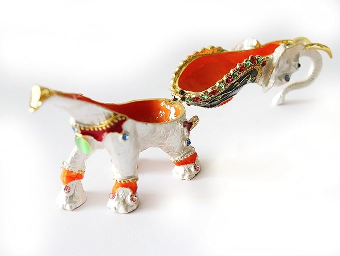 Vastu Bejeweled White Elephant Carrying Flaming Jewel