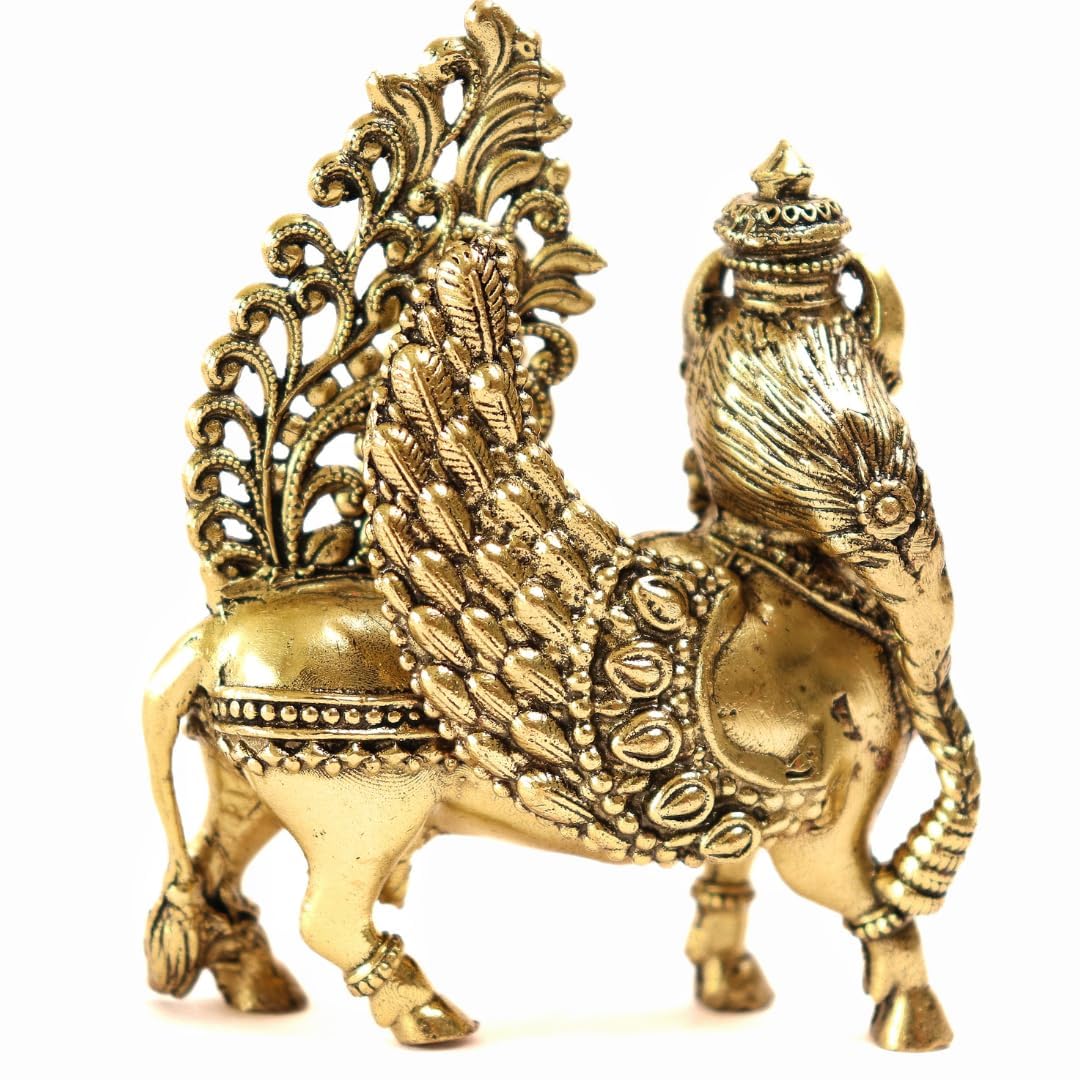 Kamdhenu Cow with Wings | 2.5 Inch | Brass Cow Sculpture |