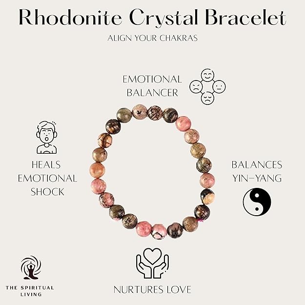 Natural Rhodonite Stone Bracelet-Healing discount Crystal Balance Spiritual Bracelet