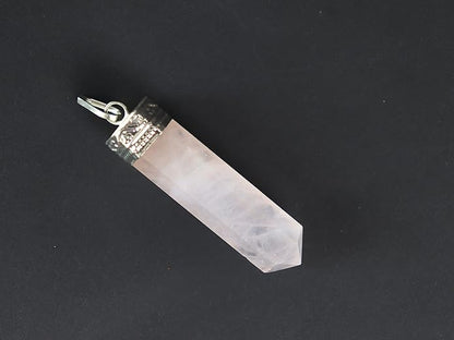 Pink Rose Quartz Crystal Pendant