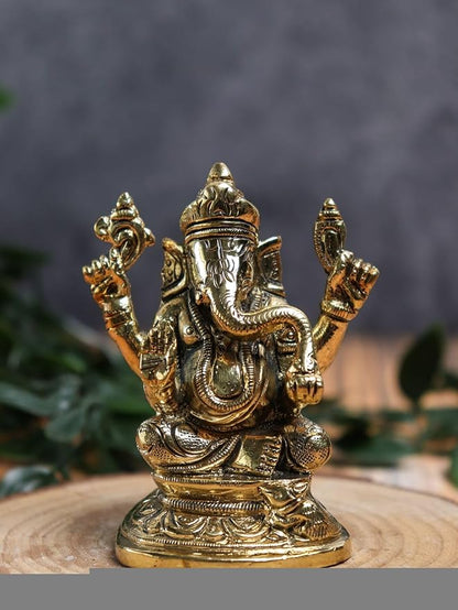 Lord Ganesh Ji Idol with Chowki (Brass ) 3 INCH