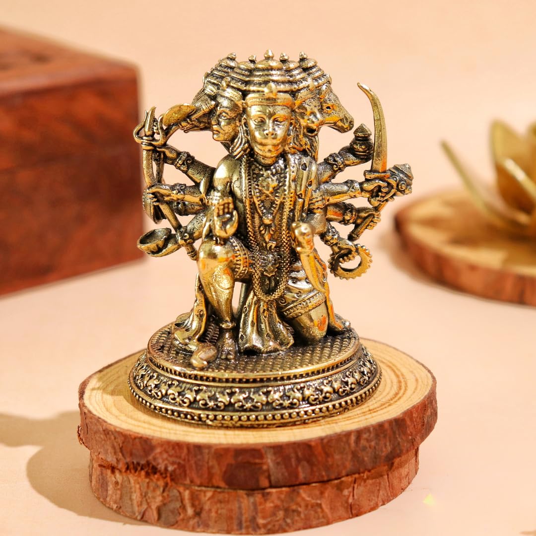 Brass Panchmukhi Hanuman Ji Idol - 3 Inch