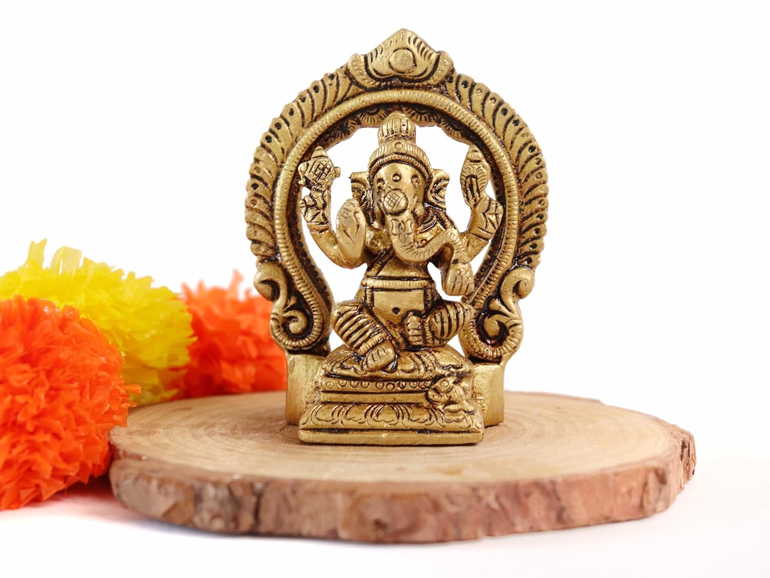 Brass Lakshmi Ganesh Idol - 3.5 Inch