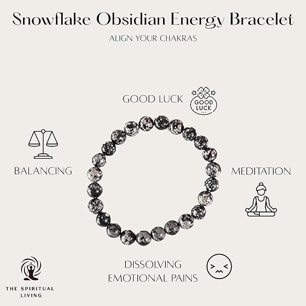 Natural Snowflake Obsidian Bracelet