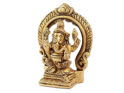 Lord Ganesh Ji Idol with Singhsan (Brass ) 3 INCH