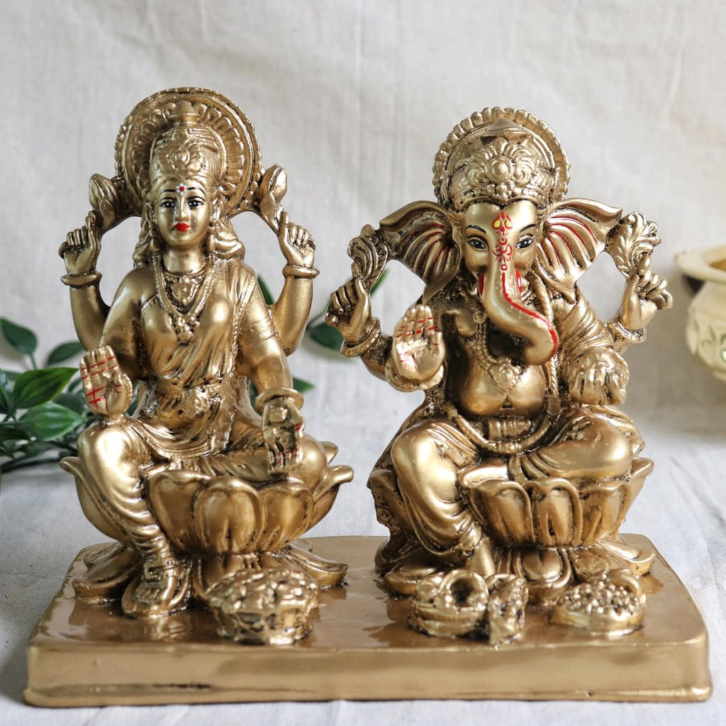 Laxmi Ganesh Pair Murti | 6.5 Inch | Idol | Statue | Showpiece | Decoration Items for Home Decor Mandir | Temple | Housewarming Gifts