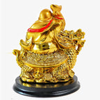 Golden Laughing Buddha Idol on Dragon | 4 Inch | Feng Shui Wealth & Prosperity |
