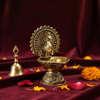 Brass Small Peacock Diya | 3 Inch |Small Diya for Gifting - Pooja - Mandir | Mor Deepak | Pital |