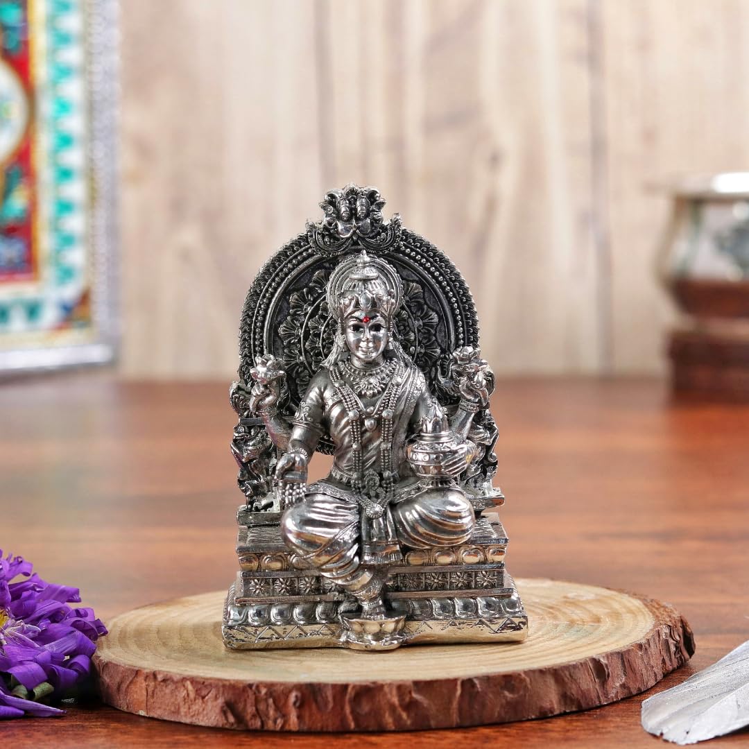999 Silver Plated Laxmi Idol | 4 Inch | God of Wealth | Lakshmi Devi Idol | MATA | लक्ष्मी |